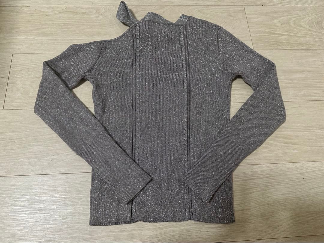 Riu Ribbon tie rib knit グレー　Rちゃんriu 美品