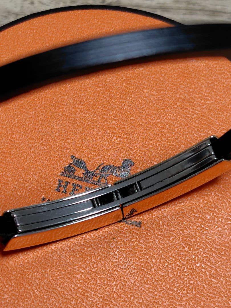 HERMES ブラック シルバー ブレスレット