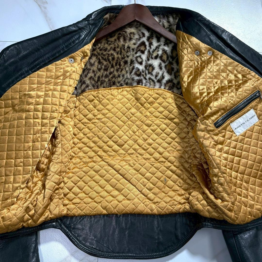 JOSLYN CLARKE ダブル ライダース ジャケット レオパードブラック