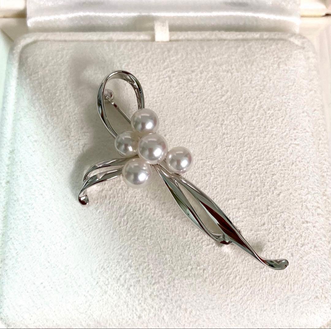 【新品未使用品】ミキモト パール ベビーパール ブローチ フラワー リボン