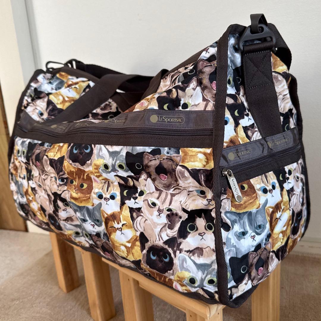 レスポートサック　ボストンバッグ　ネコ柄　大容量
