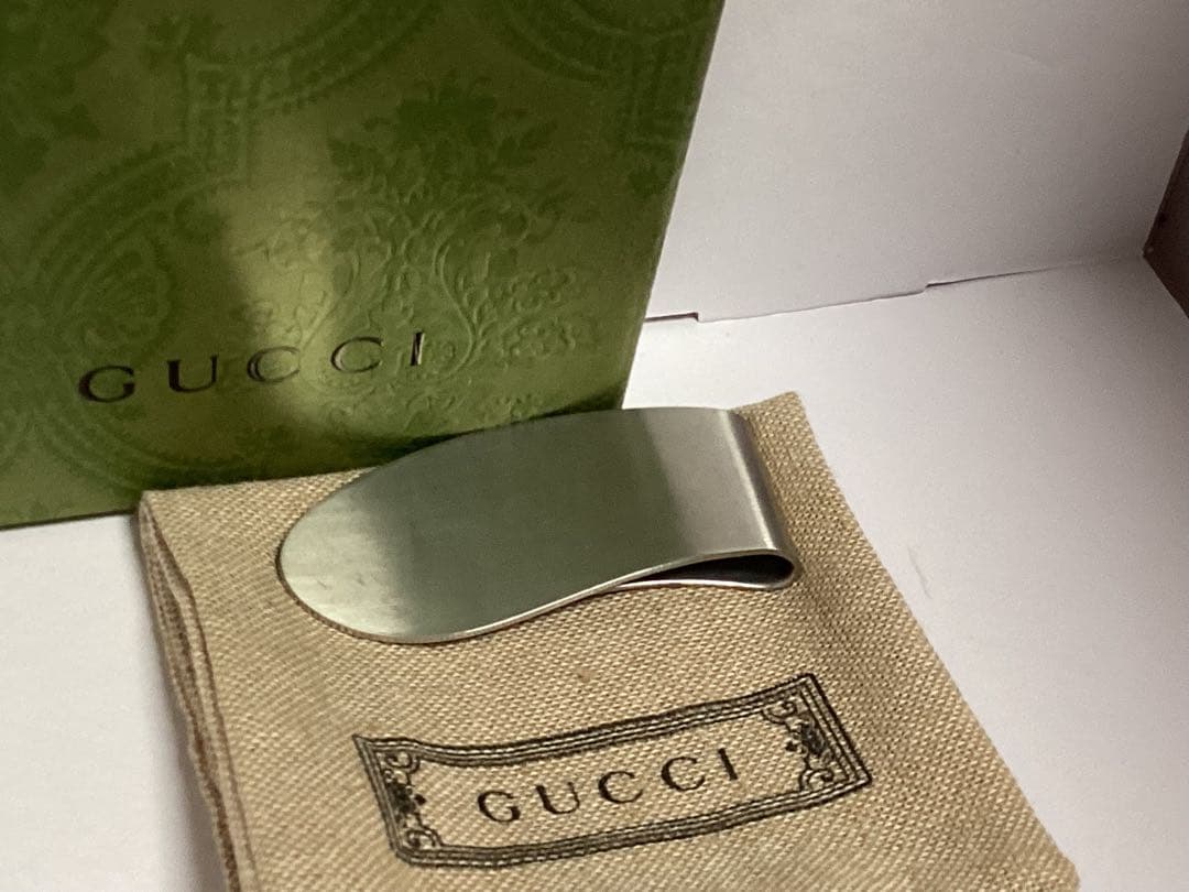未使用美品グッチGUCCI ステンレススチール マネークリップ本物