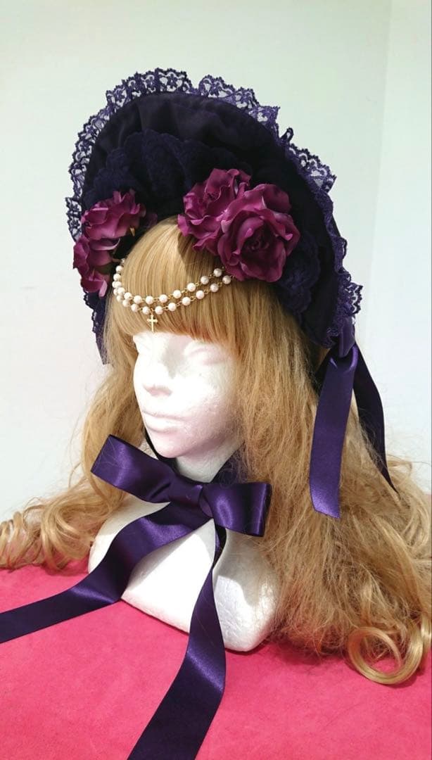 メタモルフォーゼ　追憶の姫君ハーフボンネット　紫×紫レース