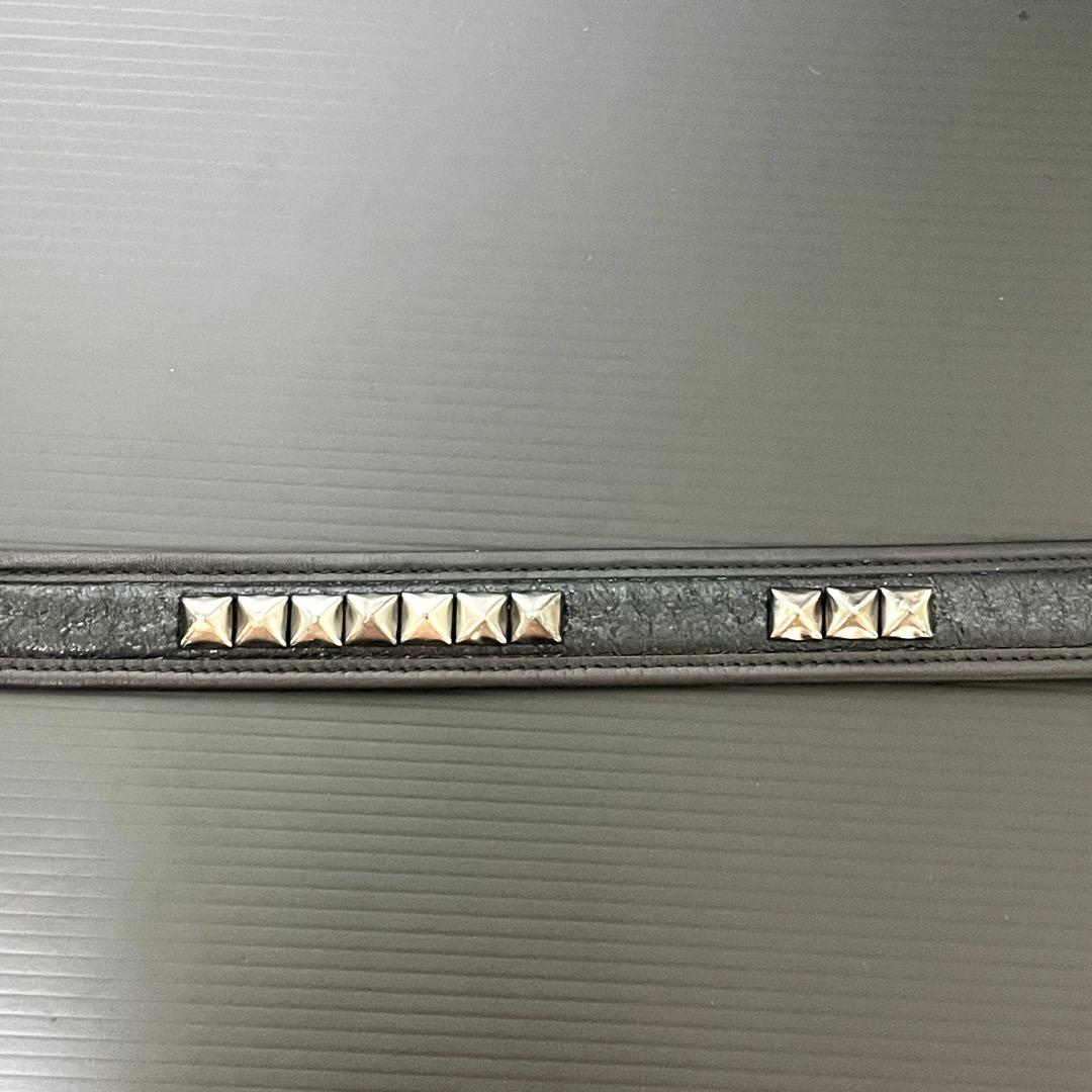 【希少】Roen ロエン スタッズ レザー ベルト 黒 スカル 髑髏 ガンメタ