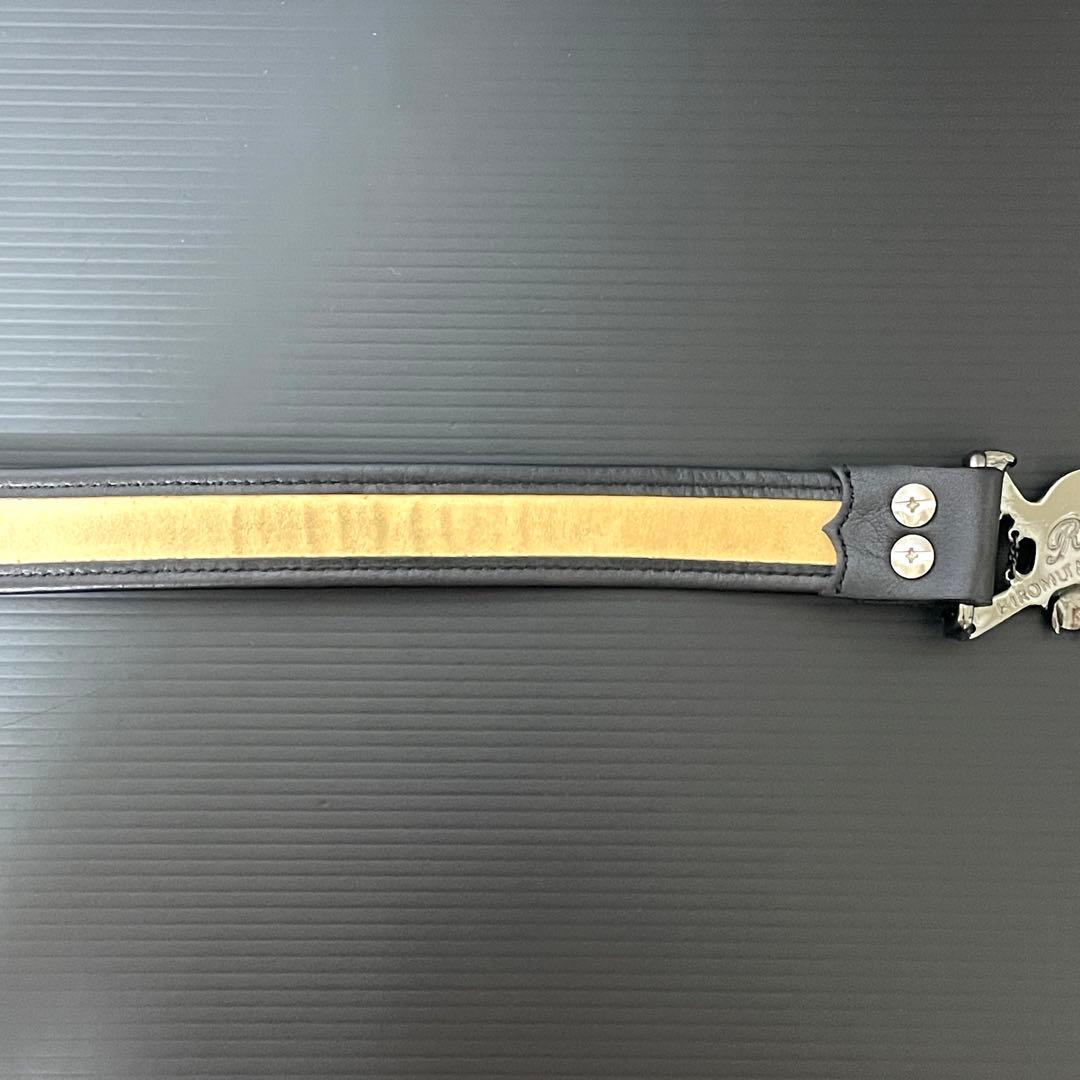 【希少】Roen ロエン スタッズ レザー ベルト 黒 スカル 髑髏 ガンメタ