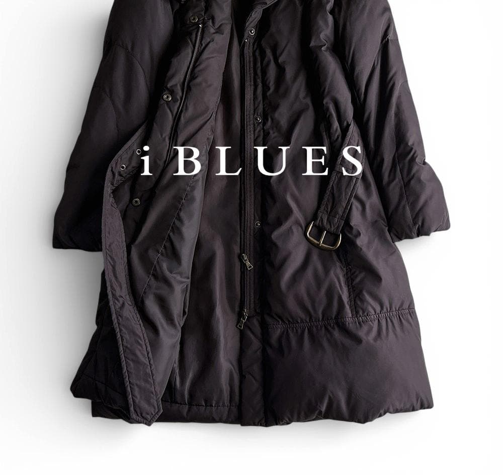 美品 マックスマーラiBLUES ショールカラー ベルト付 ロングダウンコート