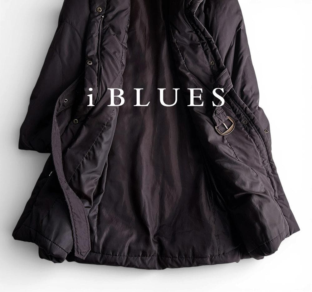 美品 マックスマーラiBLUES ショールカラー ベルト付 ロングダウンコート