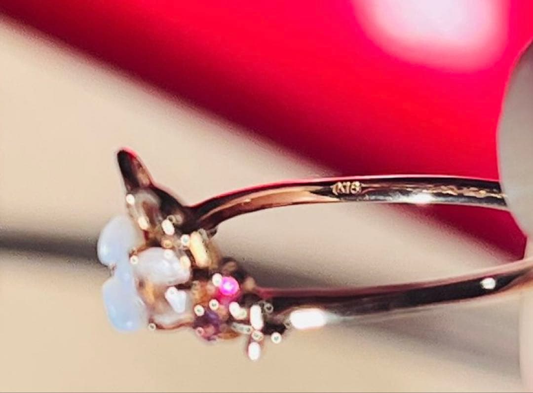 【咲絵】花モチーフ ピンクゴールドリング