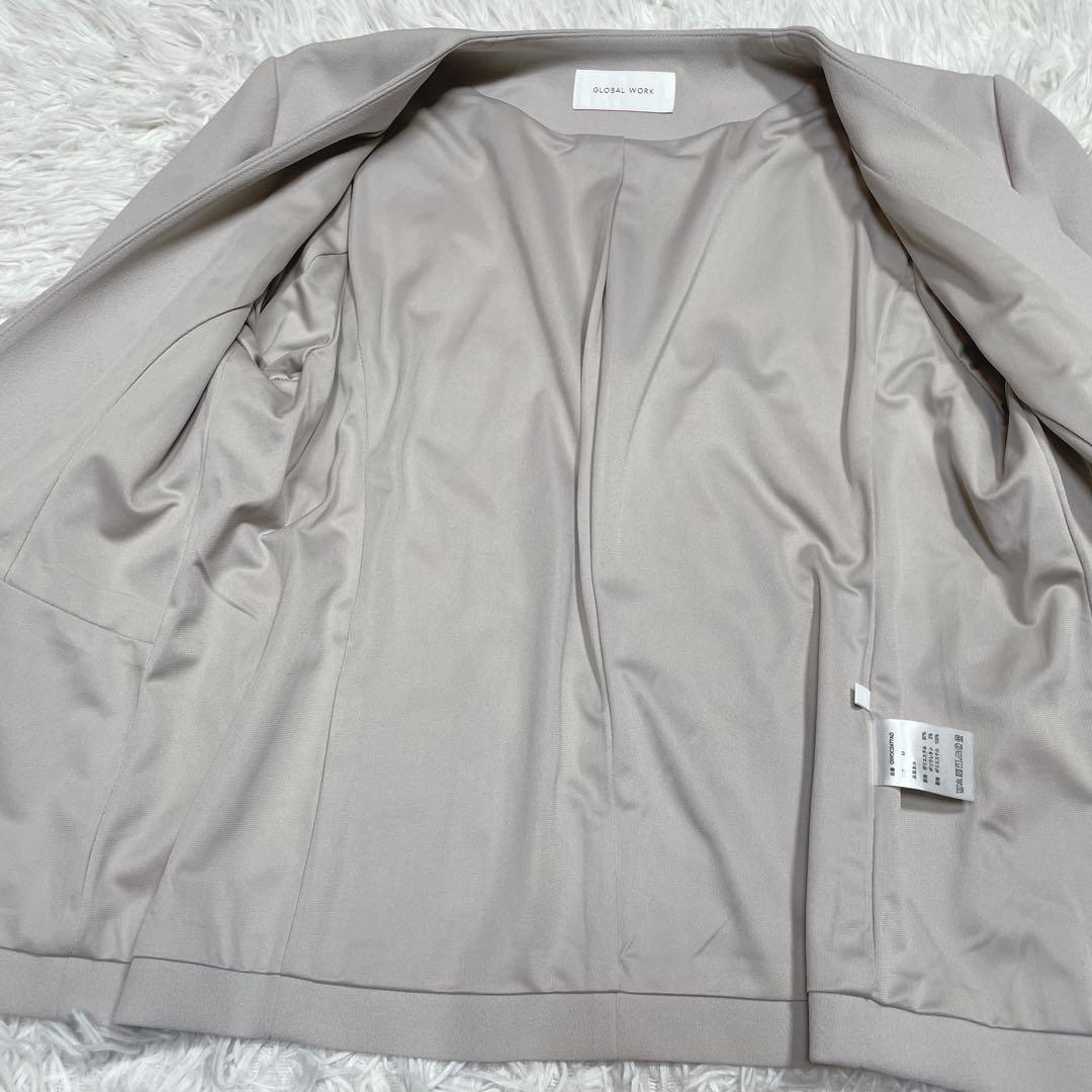 極美品　グローバルワーク　ノーカラー　スーツ　セットアップ　ホワイト　M