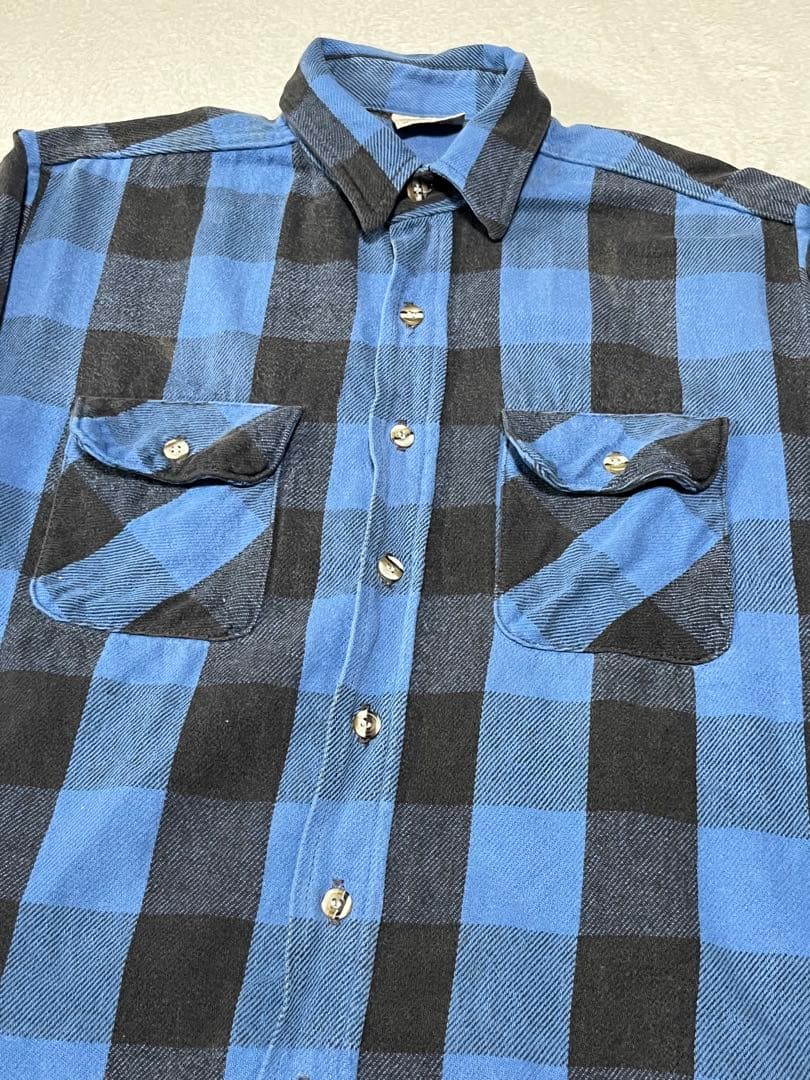 90s FIVE BROTHER ネルシャツ　青×黒