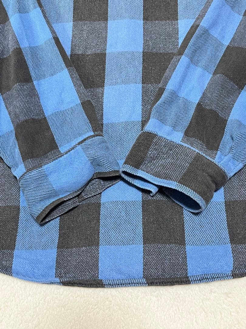 90s FIVE BROTHER ネルシャツ　青×黒