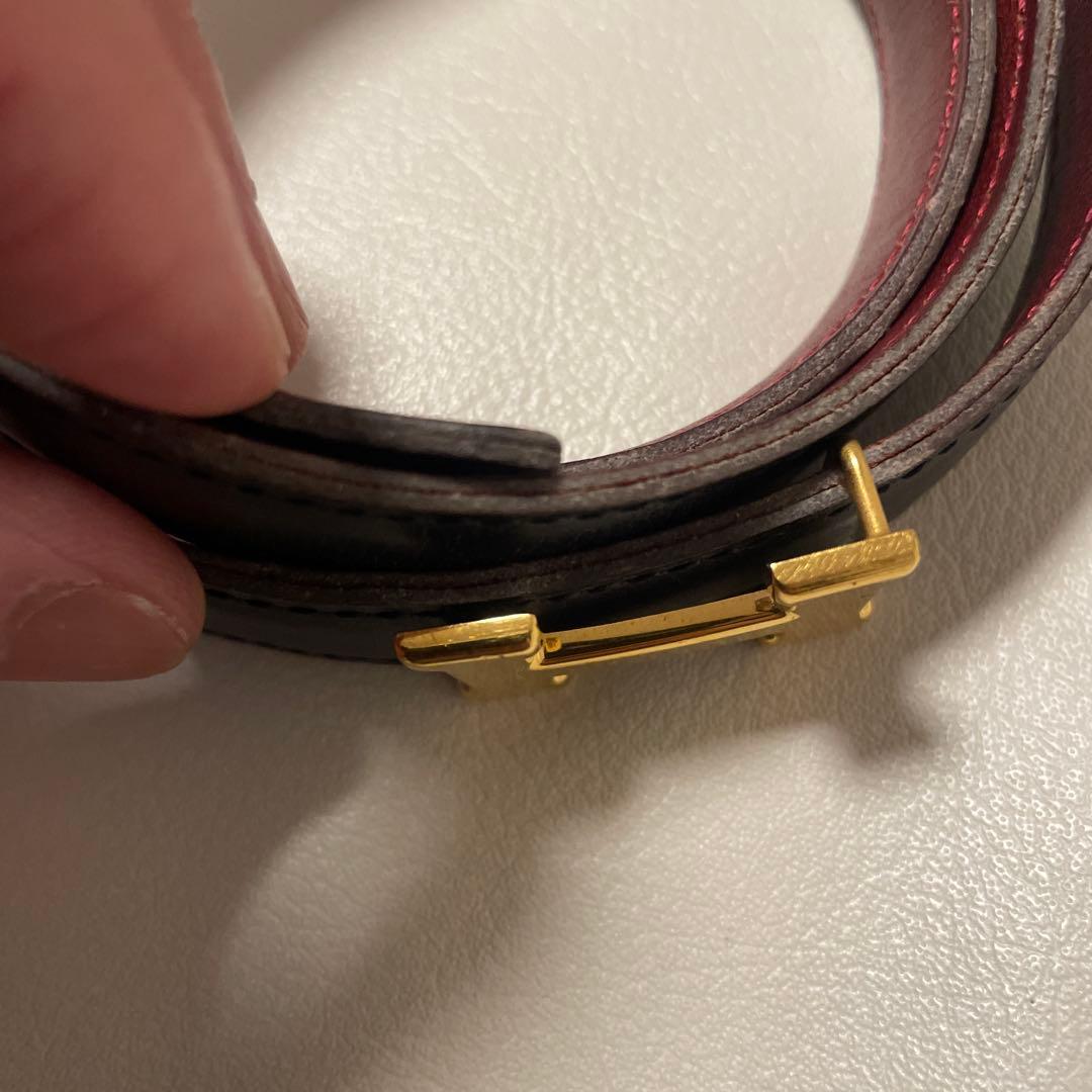 エルメス　H型バックル 黒レザーベルト