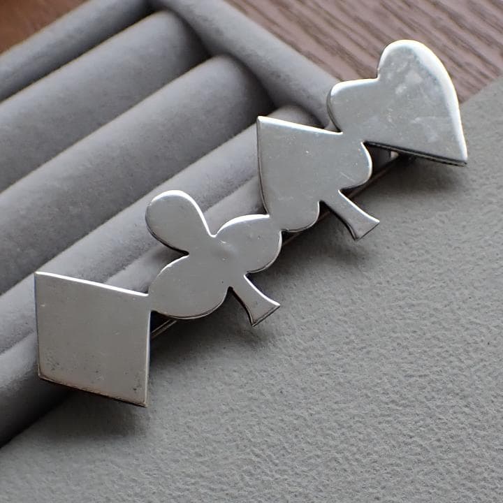 ヴィンテージ メキシコ製 シルバー925 4種のトランプのマーク ブローチ