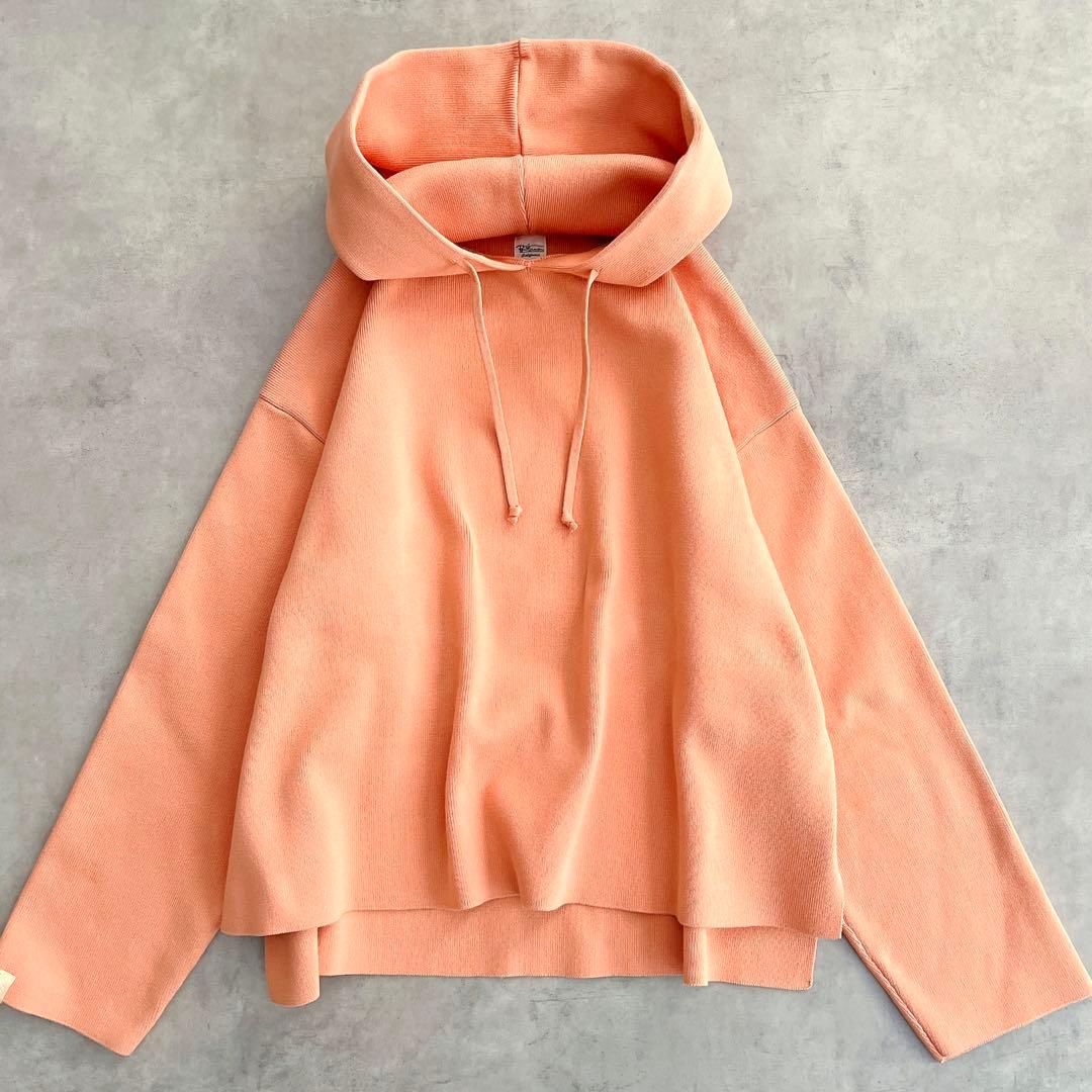 美品 ロンハーマン 春ニット パーカー フーディ フード オレンジ ピンク S