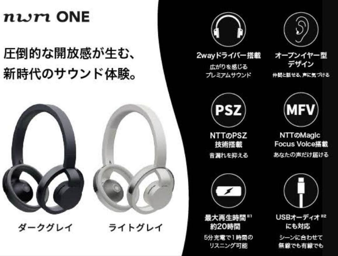 【新品未開封】nwm ONE ライトグレイ　ワイヤレスヘッドホン