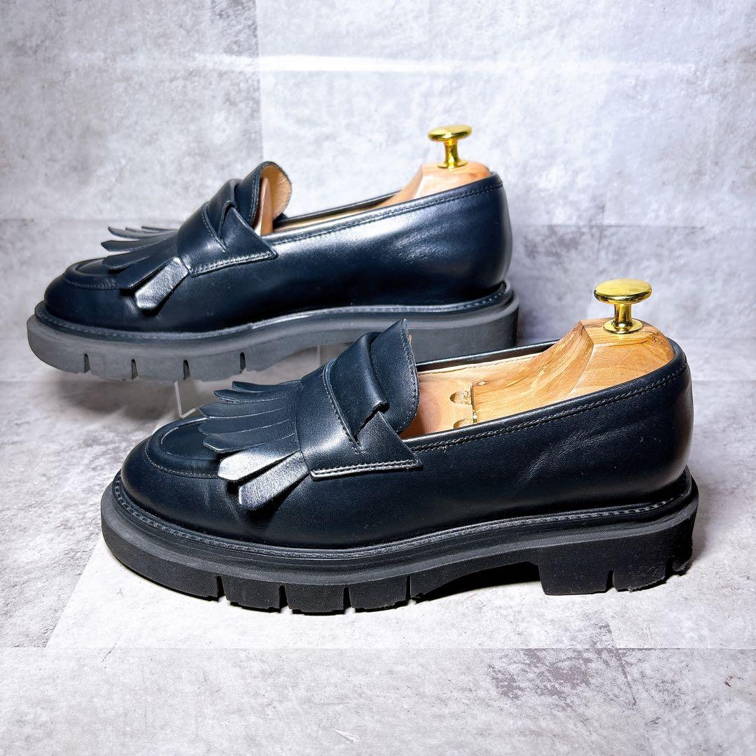 人気✨Luca Grossi フリンジローファー 37 本革 厚底 黒