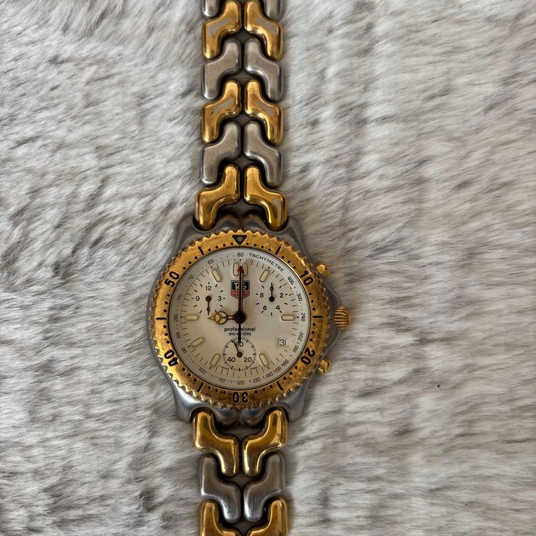 クロノグラフ腕時計 金銀コンビ