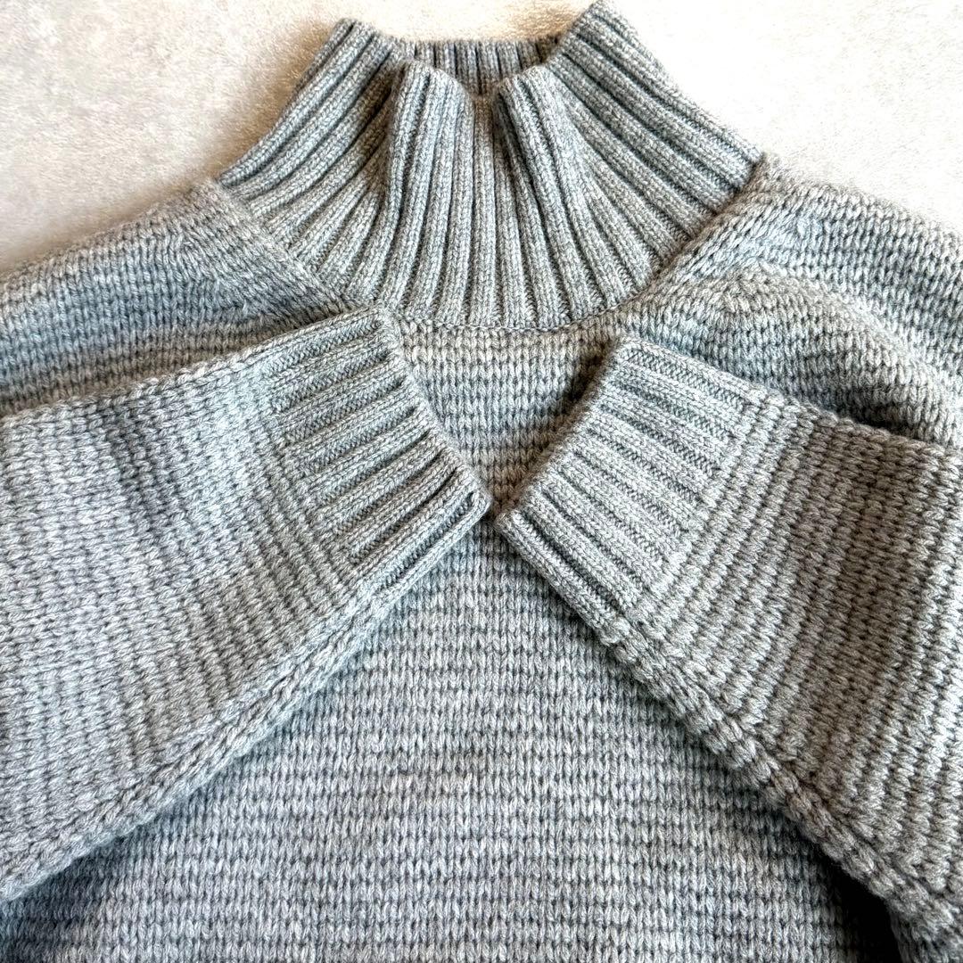 タグ付 ATON エイトン LAMBS WOOL ボトルネックセーター グレー