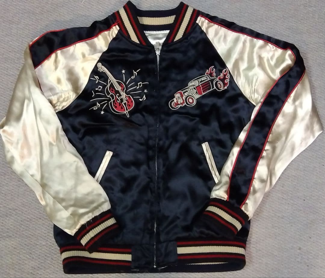 アメリカンロングリバー55 リバーシブルスカジャン ホットロッド ロカビリー柄S