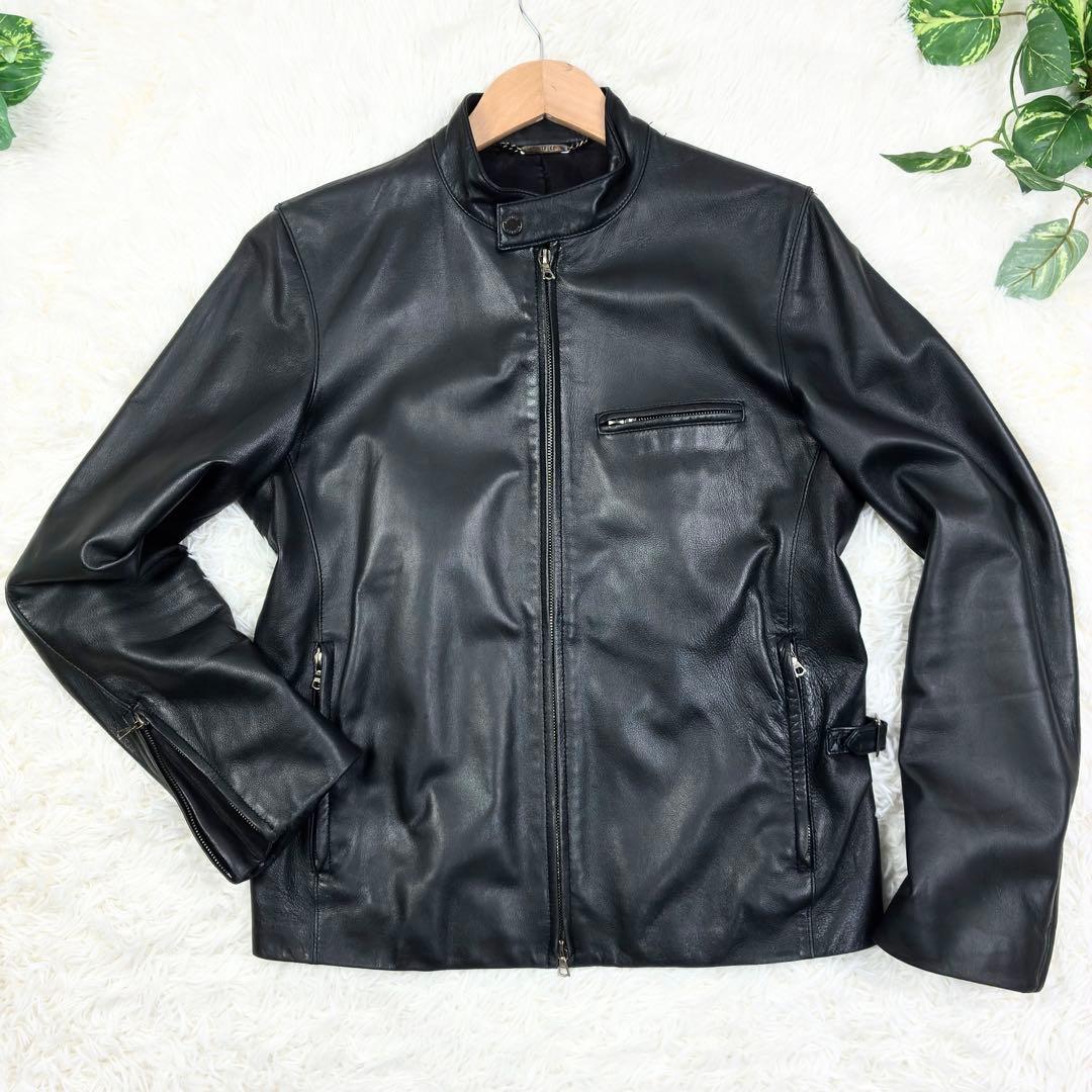 美品　エディフィス　ラムレザー　羊革　シングルライダース　M　ブラック　黒