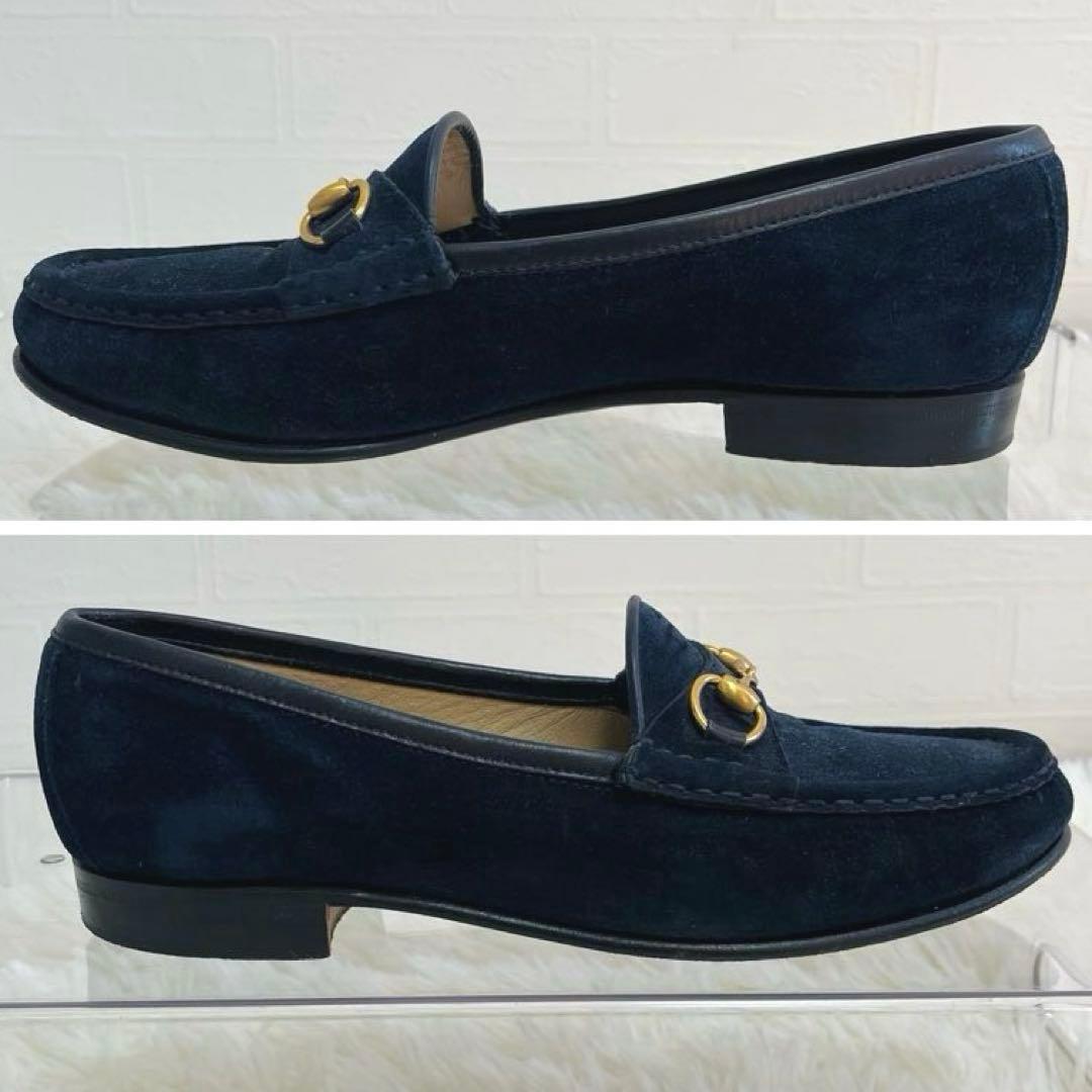 美品✨GUCCI ホースビット　ローファー　24.5 ネイビー　スエード　箱あり