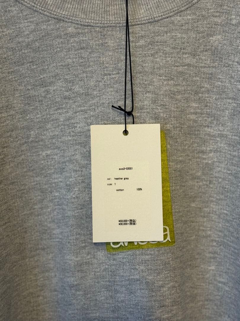 awasa アワサ スーピマエイジングコットン クルーネック スウェット グレー