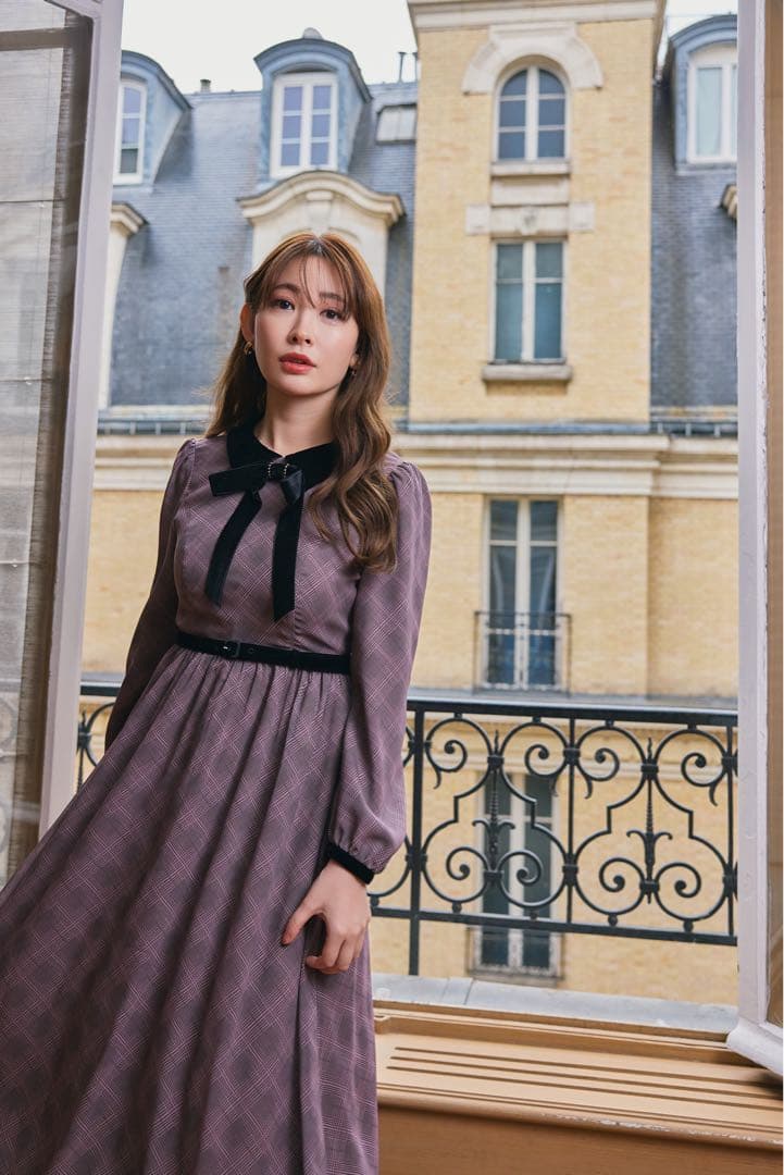 Bristol Plaid Ribbon Dress herlipto Sサイズ