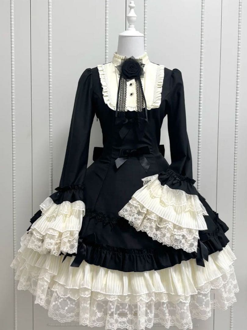 ゴスロリ ロリータ ブラック系 ワンピース マントポンチョ付