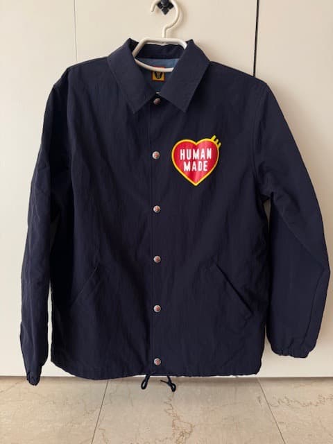 【美品】HUMAN MADE コーチジャケット M ネイビー 背面ビッグロゴ