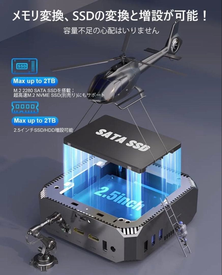 高速動作mini pc n100最大3.4GHz 8GBDDR4 256GB