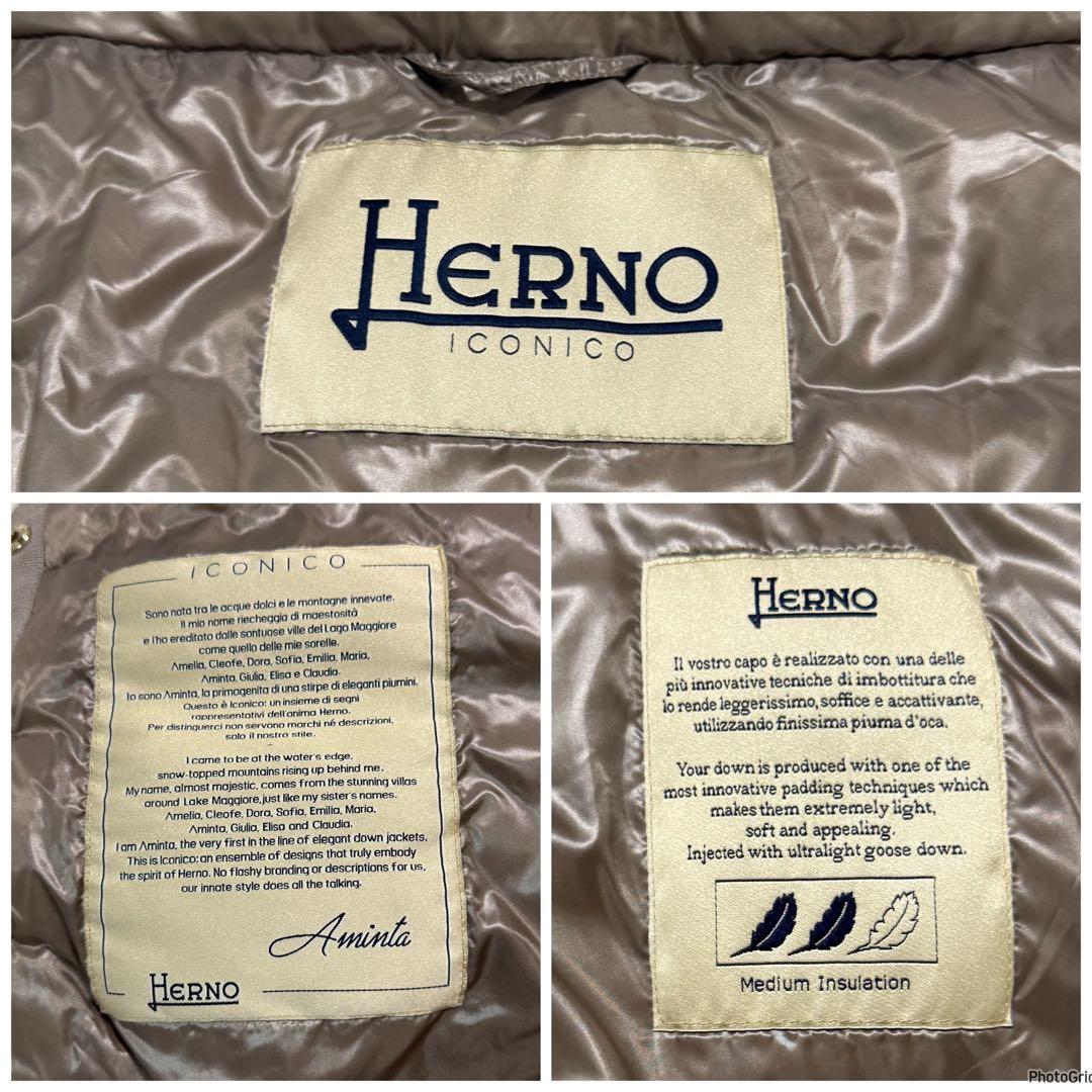 HERNO ダウンジャケット イコニコ 42 ショート丈　7分袖ライトダウン