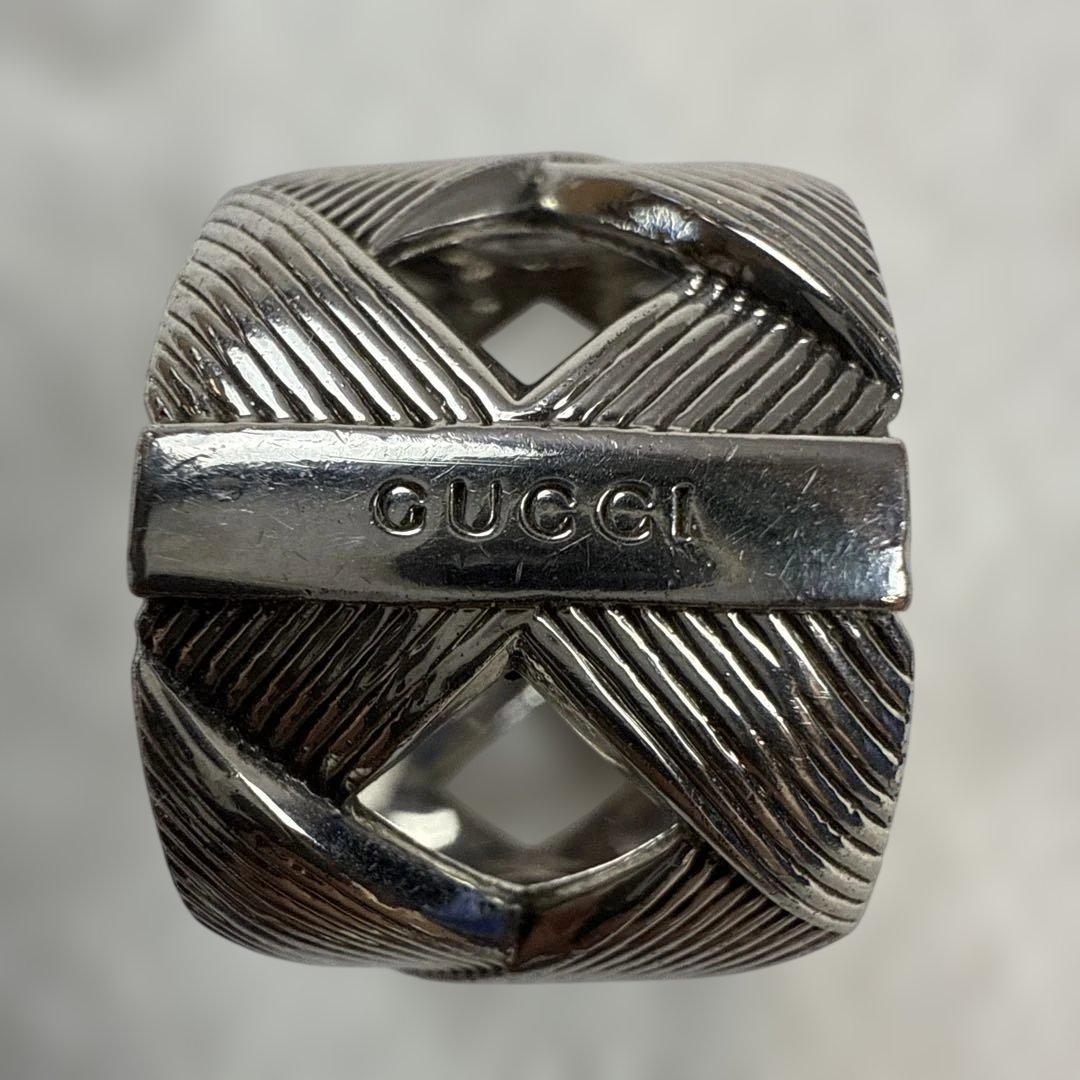 GUCCIグッチ　希少デザイン　シルバー925 クロスリング 19号