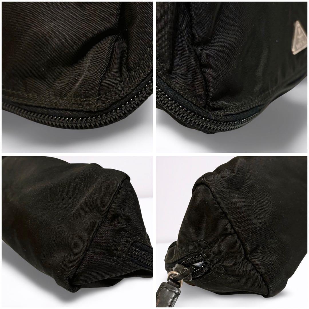 【正規品】プラダ PRADA ポーチ 小物入れ 三角ロゴ ナイロン 黒 カード付