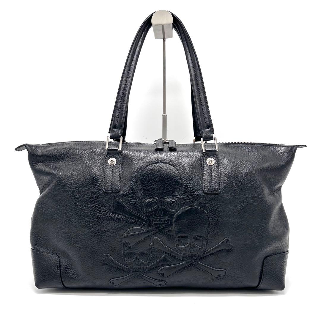 ロエン スカルデザイン ボストンバッグ トート 肩掛け A4可 大容量 ブラック