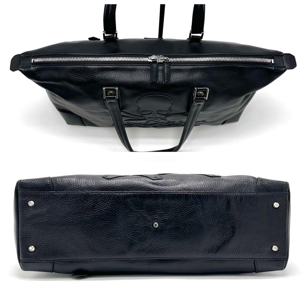 ロエン スカルデザイン ボストンバッグ トート 肩掛け A4可 大容量 ブラック