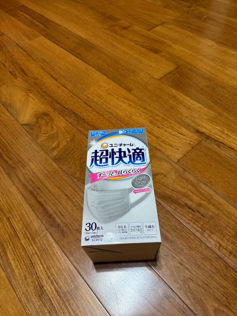ユニ・チャーム超快適ずーと耳らくらくグレーふつうサイズマスク新品未使用12箱