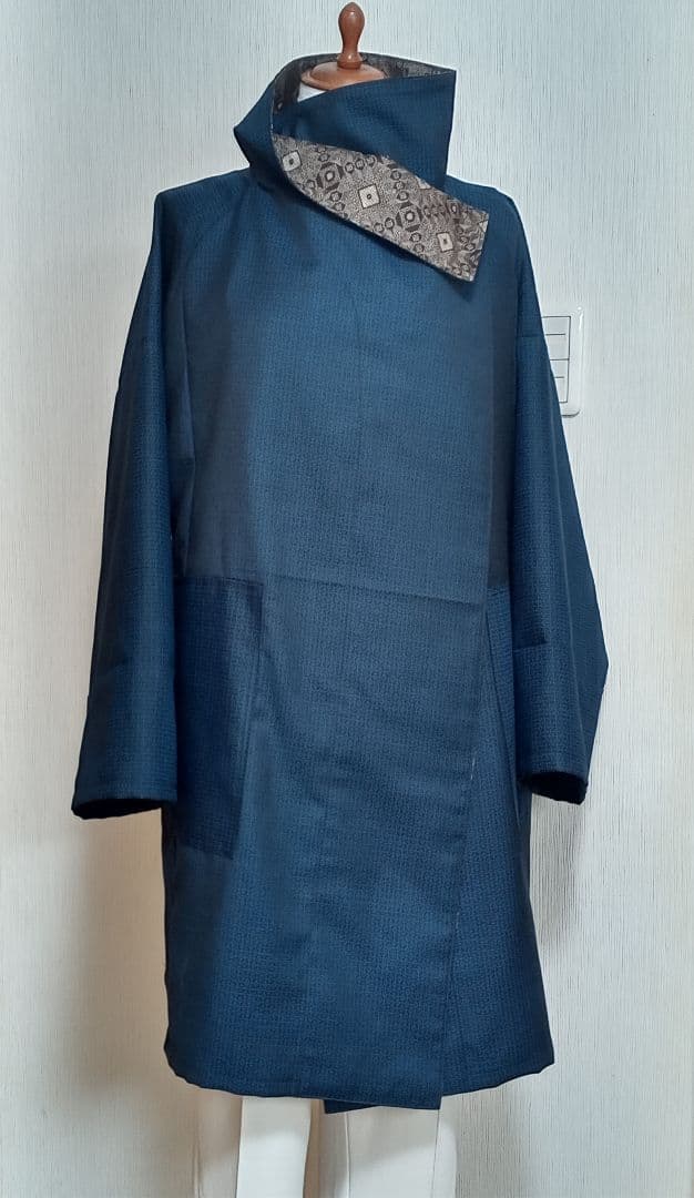 ウール男物着物と龍郷柄で羽織物 　　　freeesize