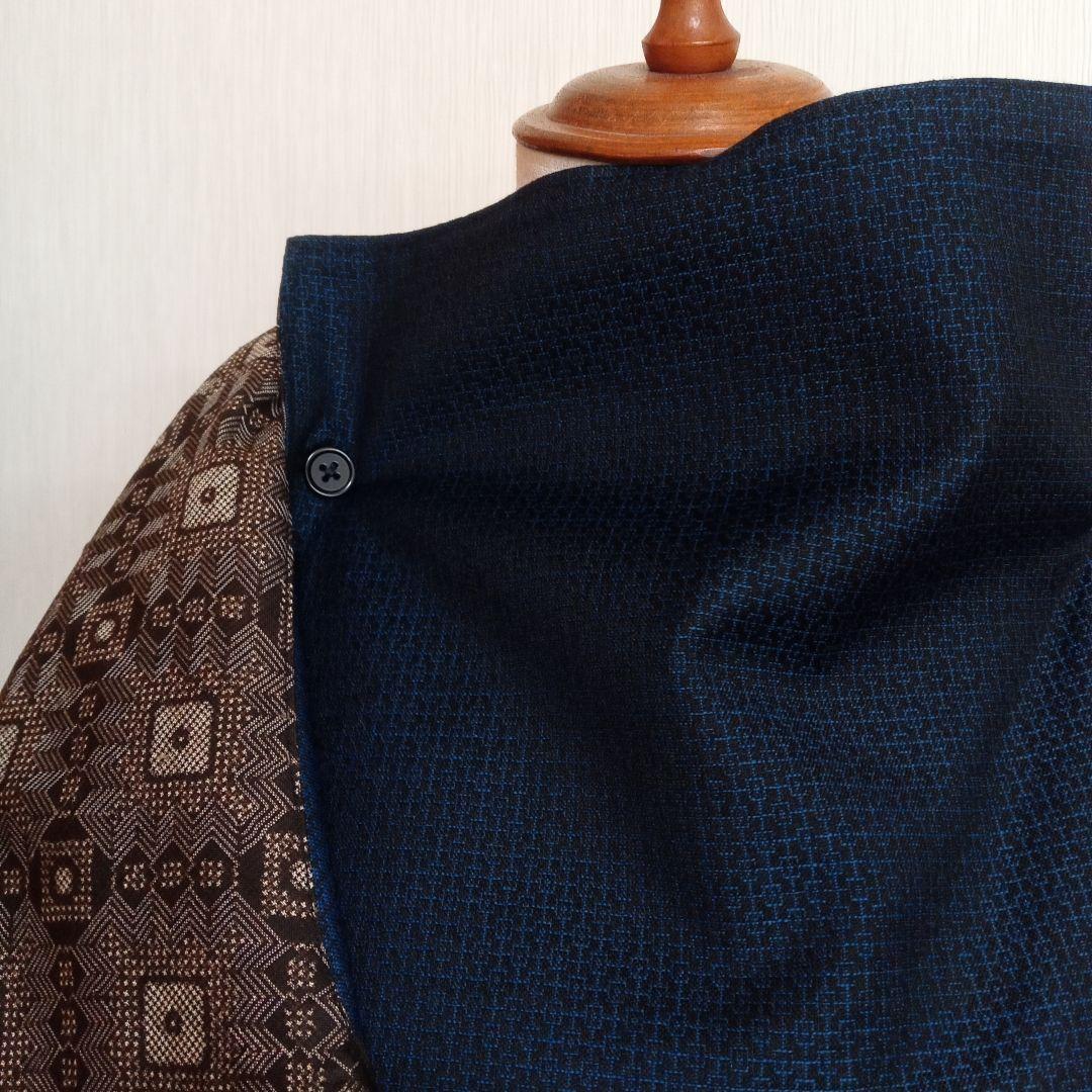 ウール男物着物と龍郷柄で羽織物 　　　freeesize