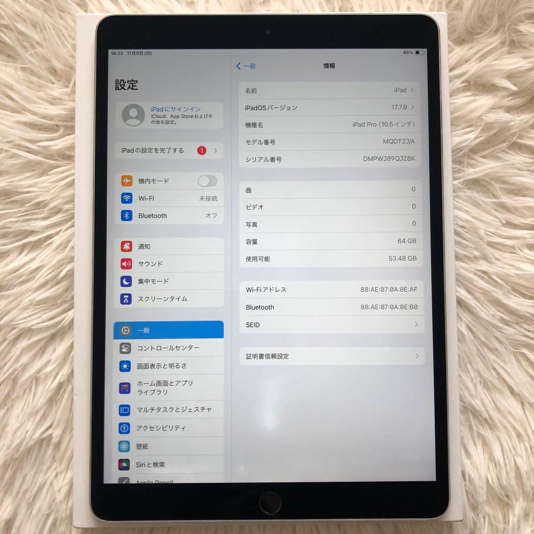 【完動品】iPad Pro 10.5 64GB Wi-Fi【すぐ発送】