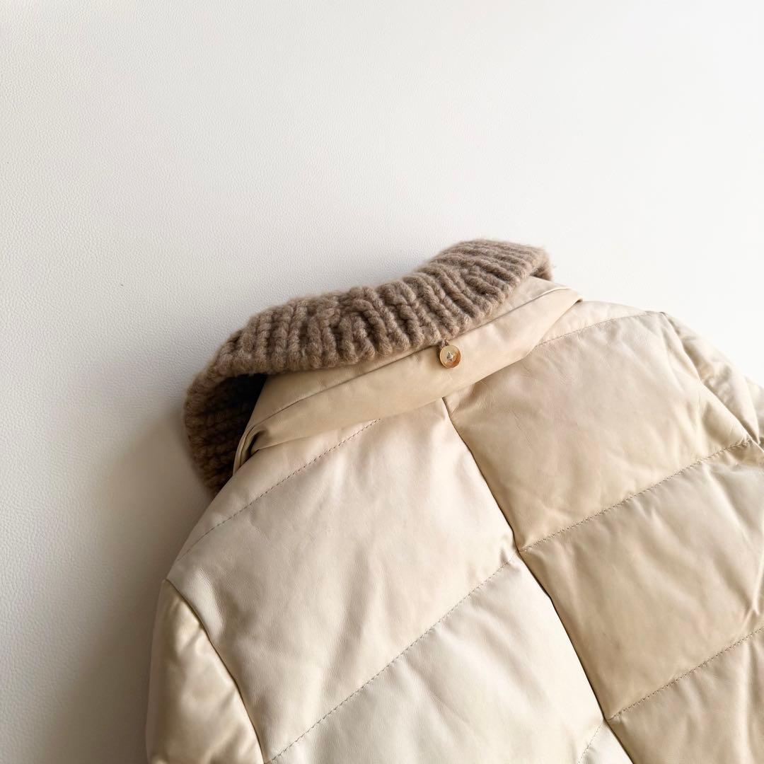 45R 45rpm 馬皮革　ダウン入りジャッケット　クリーム　カシミヤ付け襟