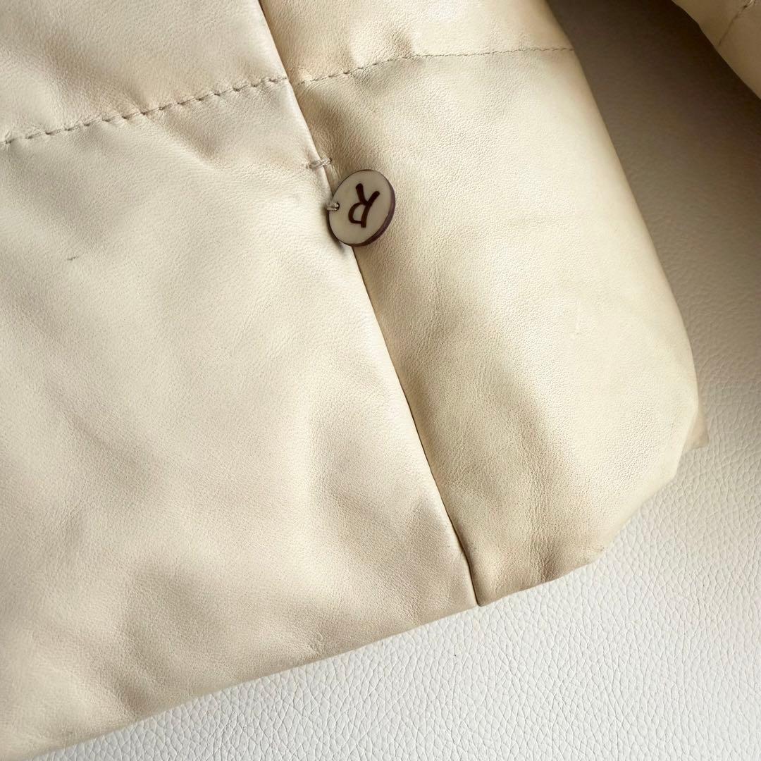 45R 45rpm 馬皮革　ダウン入りジャッケット　クリーム　カシミヤ付け襟