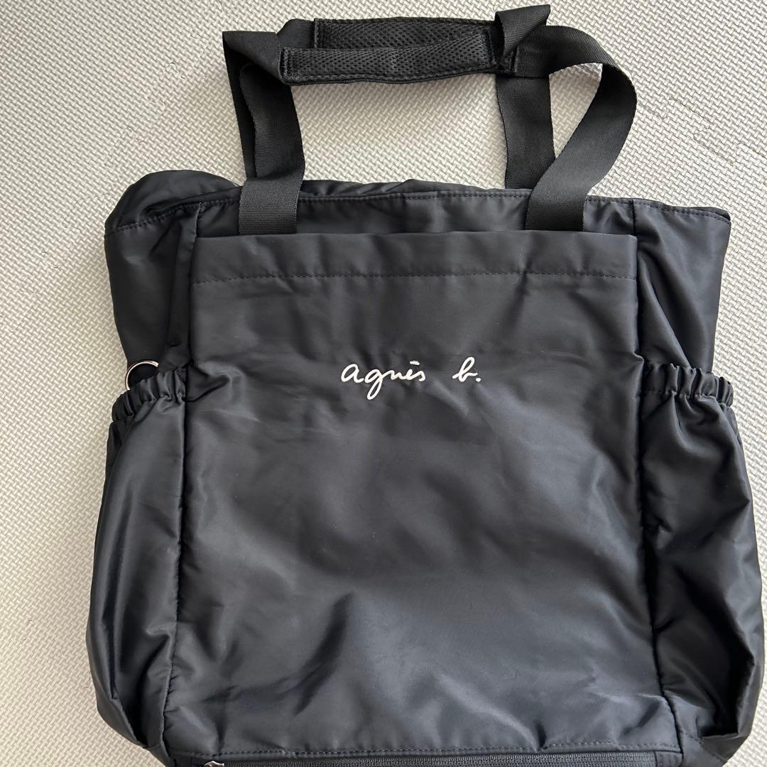 美品　agnès b. マザーズバッグ 黒　おむつ替えマット未使用　2WAY
