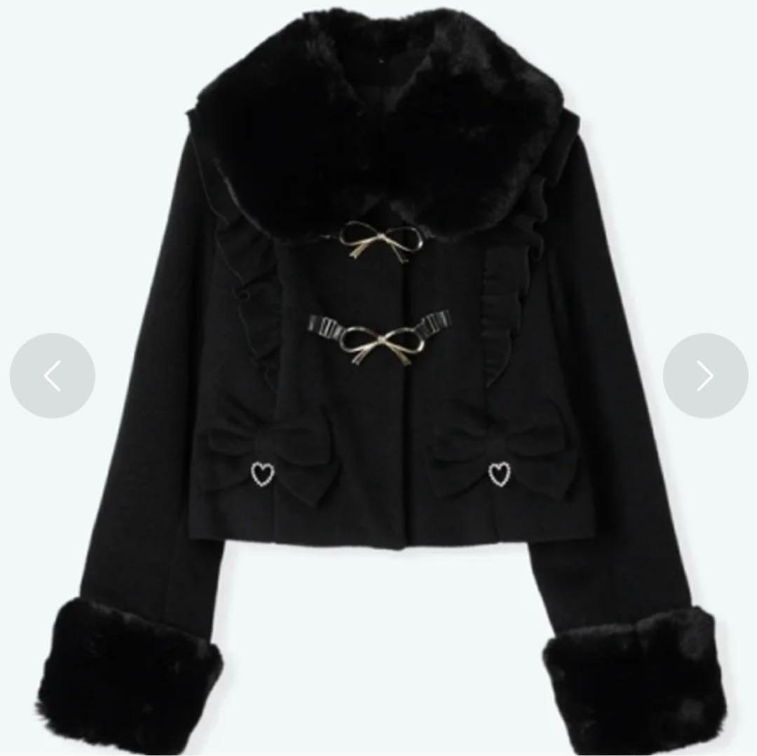 NOEMIE お嬢さんワッフルショートコート 黒 M