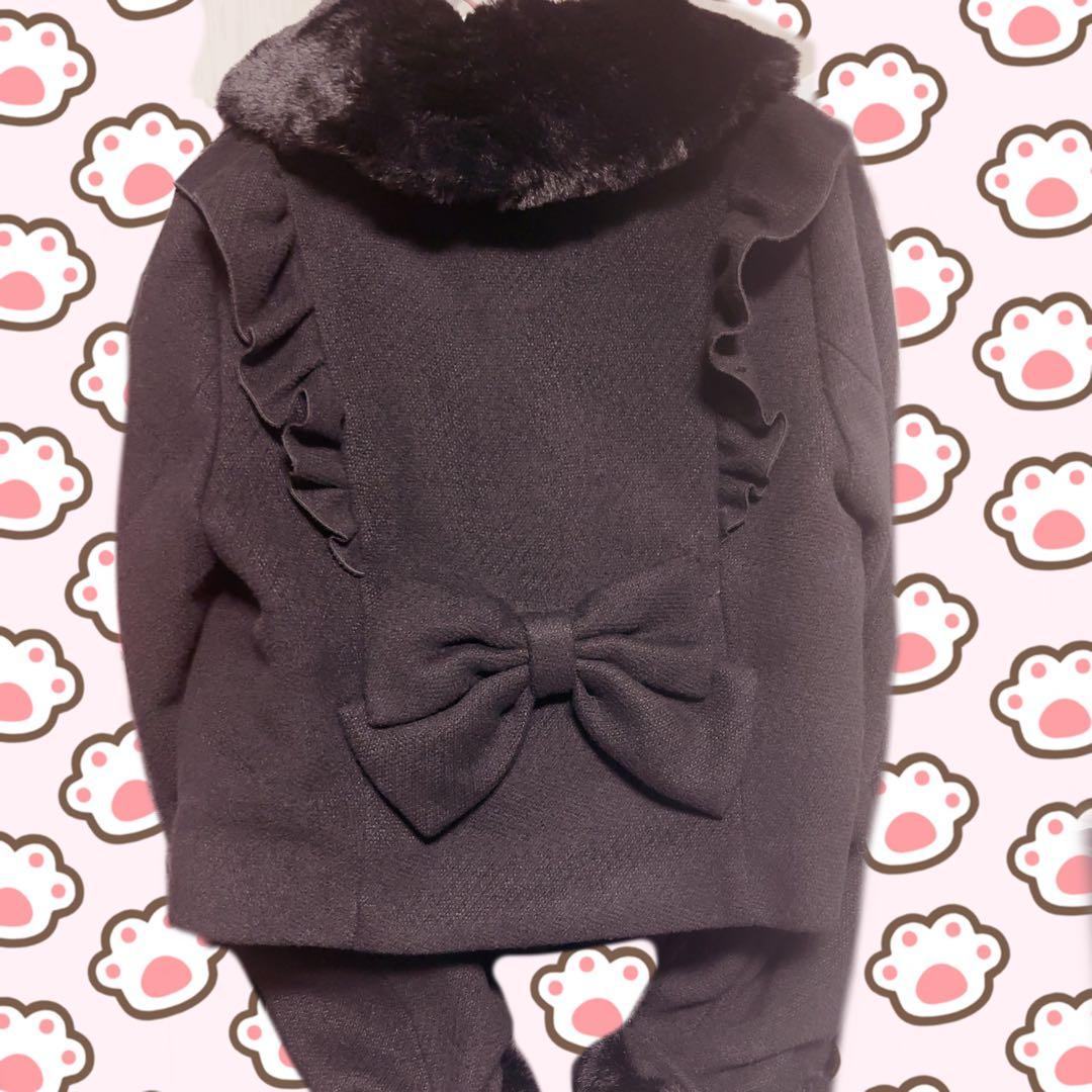 NOEMIE お嬢さんワッフルショートコート 黒 M