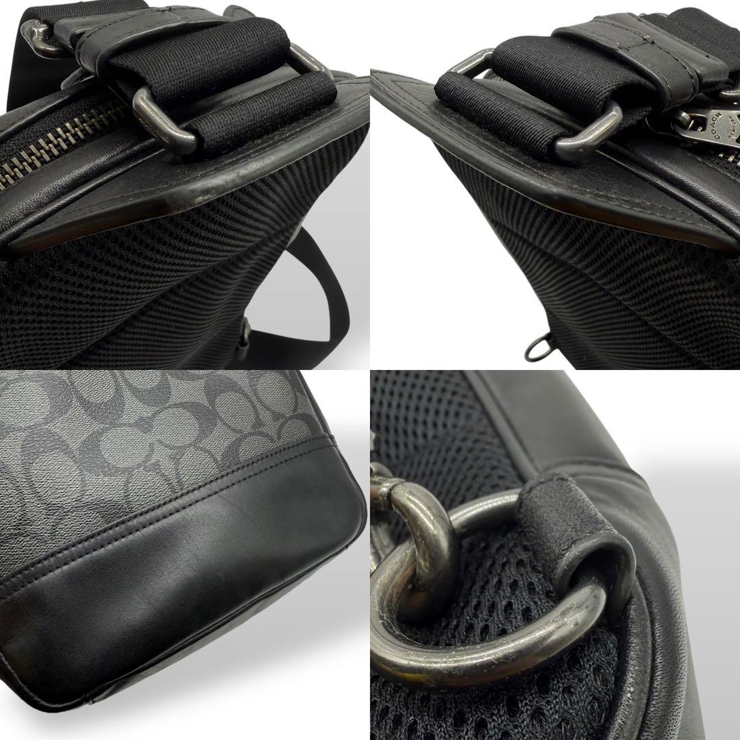 【美品】COACH コーチ ボディバッグ PVC ショルダーバッグ メンズ 黒