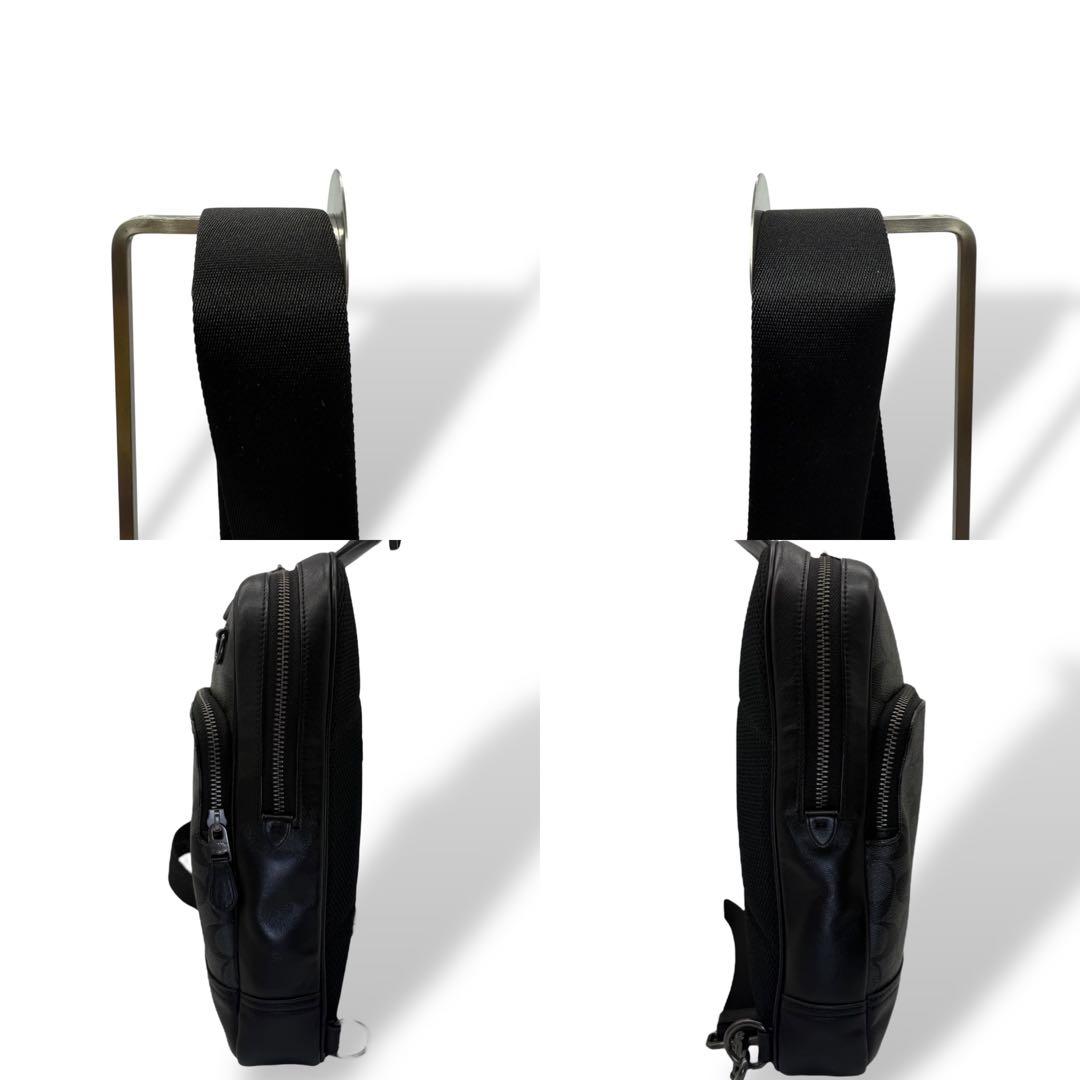 【美品】COACH コーチ ボディバッグ PVC ショルダーバッグ メンズ 黒