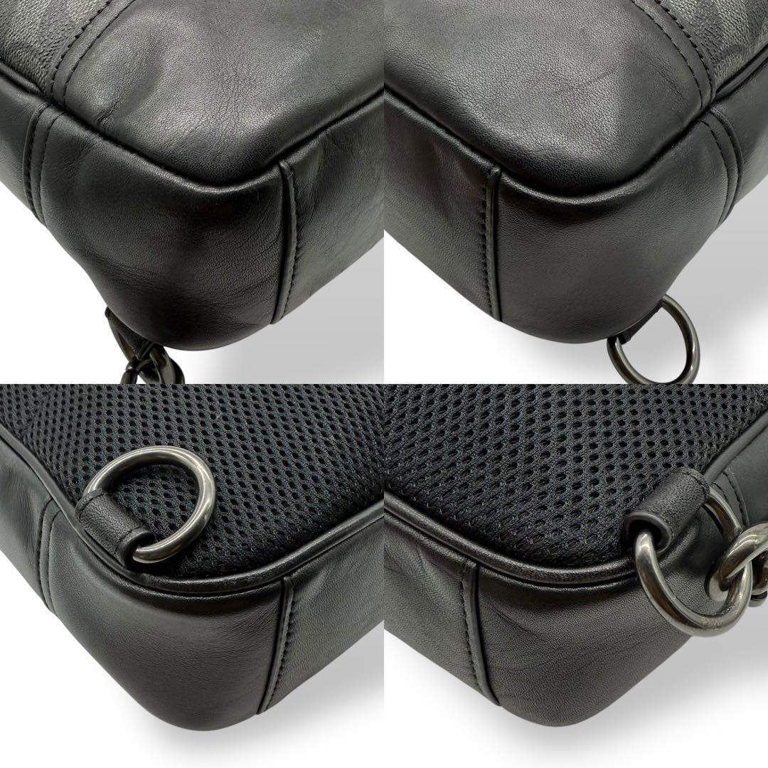 【美品】COACH コーチ ボディバッグ PVC ショルダーバッグ メンズ 黒