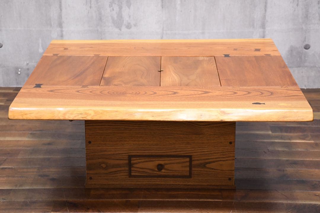 DLK155 杏詩木 アンディゴ 囲炉裏テーブル ケヤキ/欅 アッシュ 無垢材