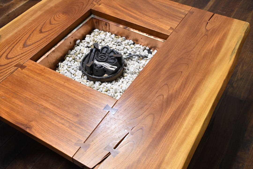 DLK155 杏詩木 アンディゴ 囲炉裏テーブル ケヤキ/欅 アッシュ 無垢材