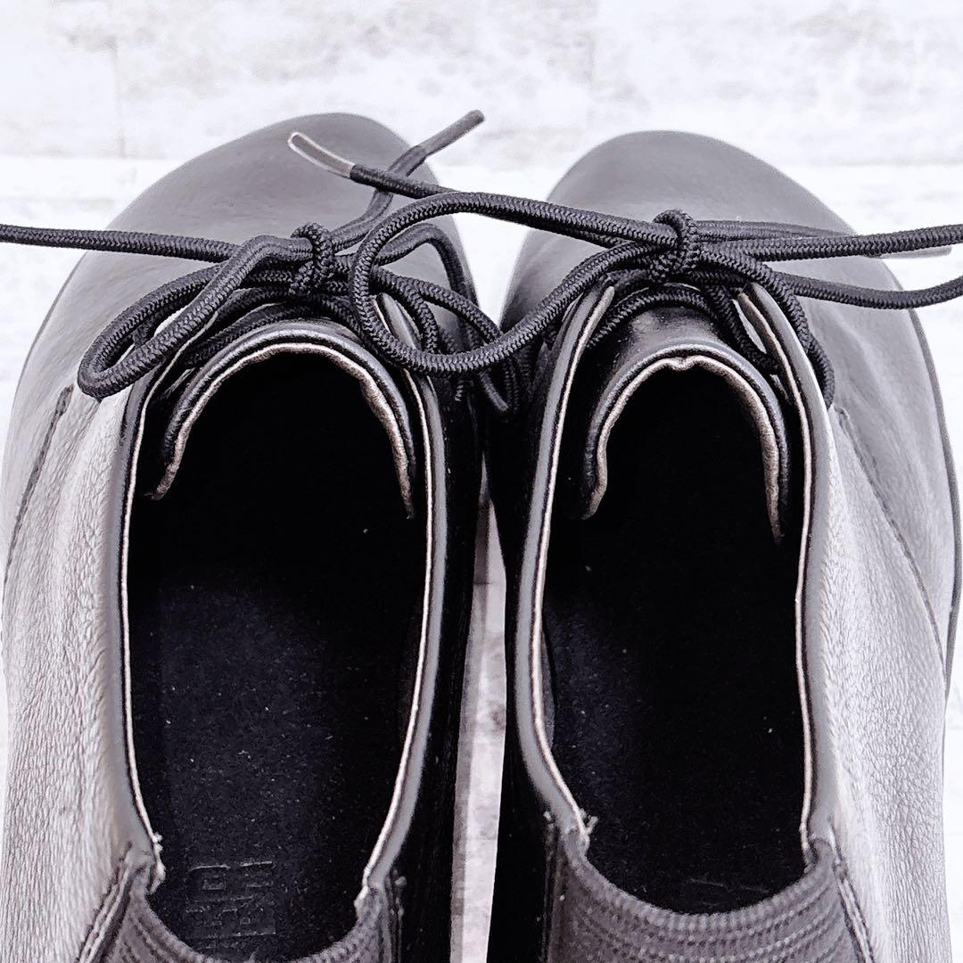 極美品✨カンペール ライトニナ 40 25cm 黒 シボ革 レースアップ ブーツ